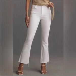 Mother The Hustler Ankle Fray Crop Flare Jeans Fairest of Them All White 24